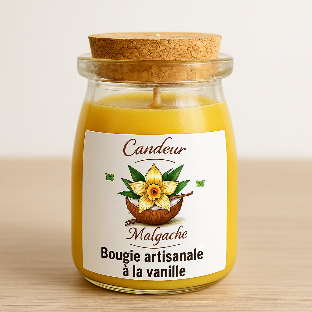 Bougie à la vanille – Candeur Malgache